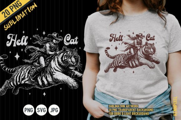 Download Hell Cat Cowgirl Riding Tiger Shirt SVG - Hell Collection