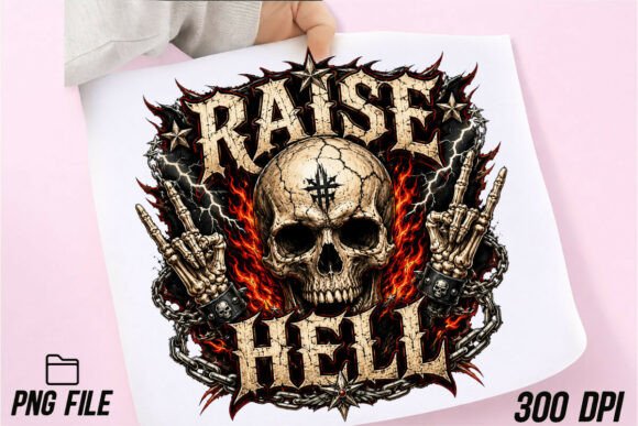 Download Raise Hell Skull PNG Sublimation - Hell Collection